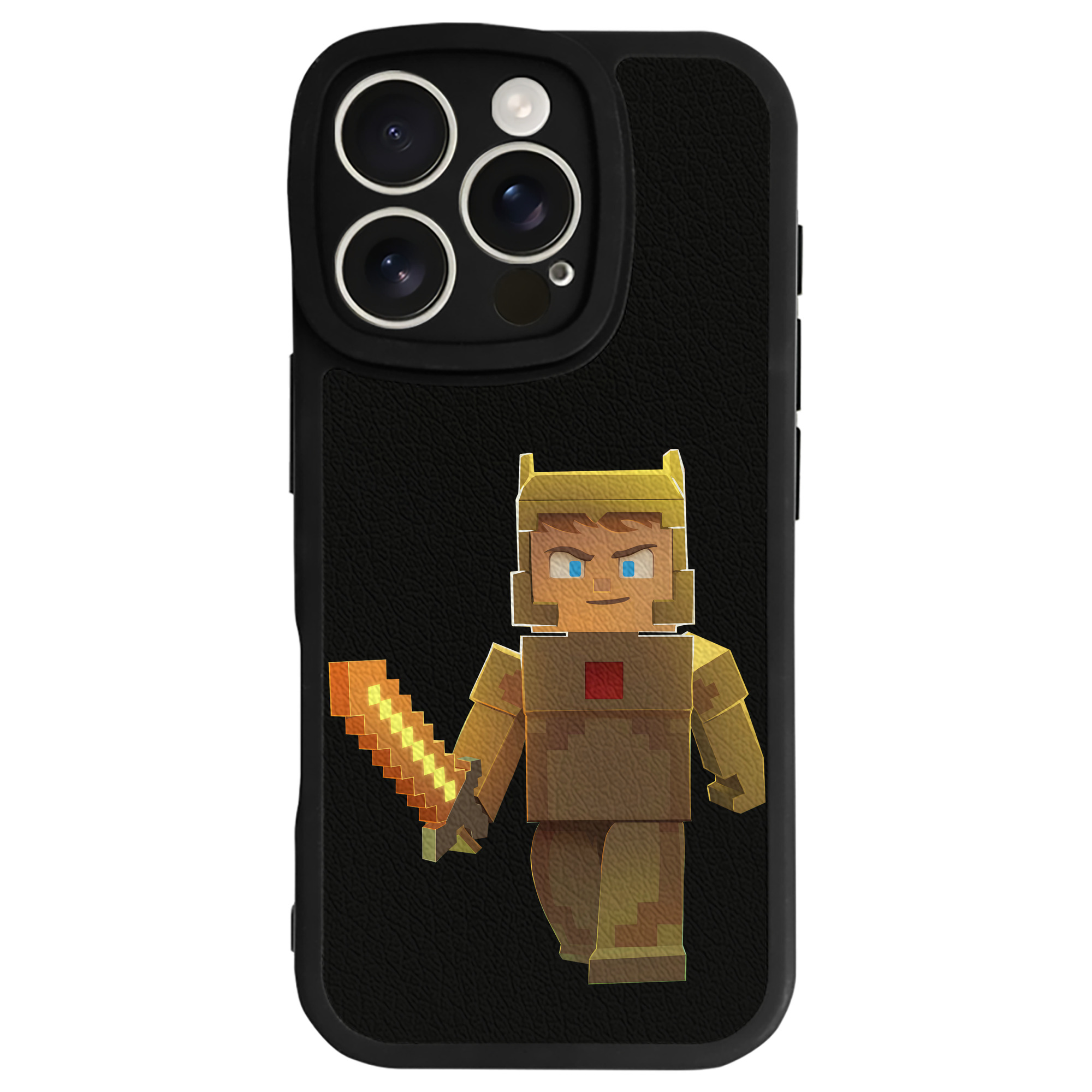 （画像用） マインクラフト ブロックの世界 Minecraft MC Block world 【iPhone 16シリーズ対応】シリコンスマホケース（レザー調） 材質：シリコン